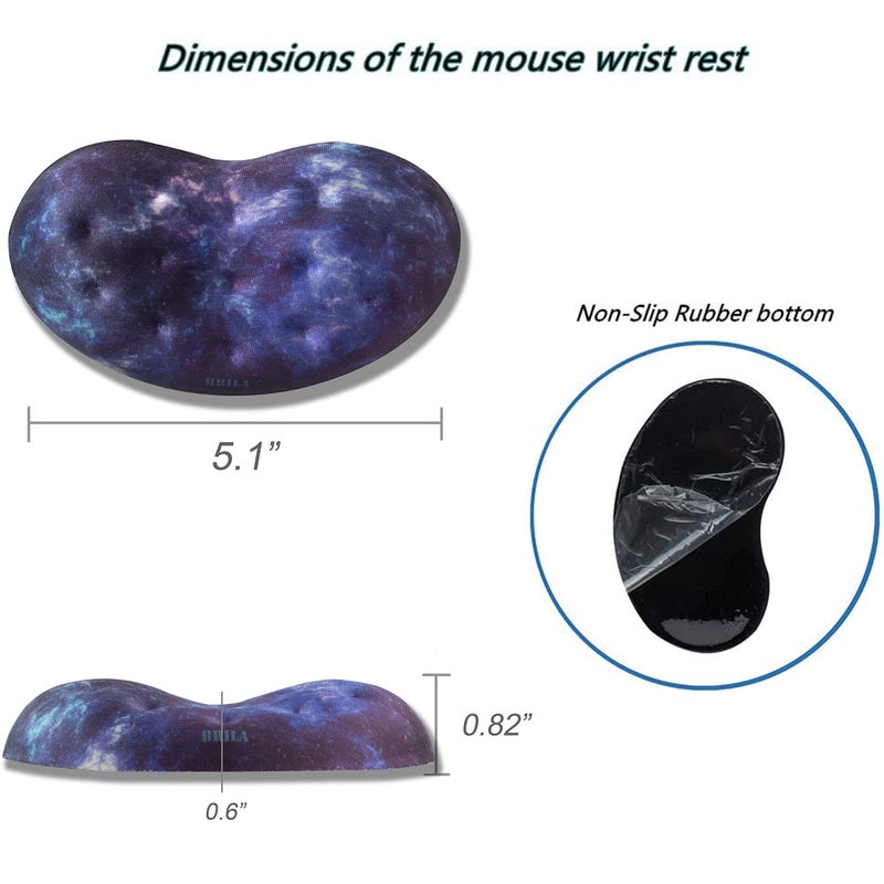 BRILA Ergonomic Memory Foam Mouse Wrist Rest Support Pad Cushion for Computer, Laptop, Office Work, PC Gaming - Massage Holes Design - Wrist Pain Relieve (Nebula Galaxy Space) - Image 3